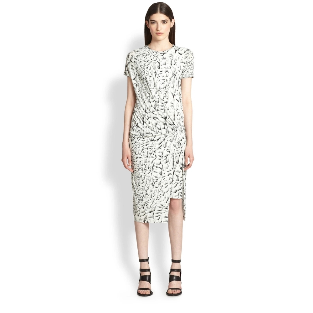 Helmut Lang Strata Twist Front Knot Midi Dress Size M